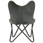 vidaXL Silla Butterfly para niño de cuero auténtico gris vidaXL Silla Butterfly para niño de cuero auténtico gris