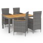 vidaXL Set de comedor de jardín 5 pzas y cojines ratán sintético gris