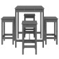 vidaXL Set de mesa y taburetes altos jardín 5 piezas madera pino gris vidaXL Set de mesa y taburetes altos jardín 5 piezas madera pino gris