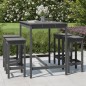 vidaXL Set de mesa y taburetes altos jardín 5 piezas madera pino gris