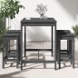 vidaXL Set de mesa y taburetes altos jardín 5 piezas madera pino gris