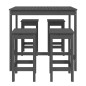 vidaXL Set de mesa y taburetes altos jardín 5 piezas madera pino gris