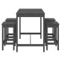 vidaXL Set de mesa y taburetes altos jardín 5 piezas madera pino gris