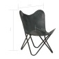 vidaXL Silla Butterfly para niño de cuero auténtico gris vidaXL Silla Butterfly para niño de cuero auténtico gris