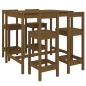 vidaXL Mesa y taburetes altos de jardín 5 pzas madera pino marrón miel vidaXL Mesa y taburetes altos de jardín 5 pzas madera pino marrón miel