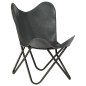 vidaXL Silla Butterfly para niño de cuero auténtico gris vidaXL Silla Butterfly para niño de cuero auténtico gris