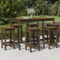 vidaXL Mesa y taburetes altos de jardín 7 pzas madera pino marrón miel vidaXL Mesa y taburetes altos de jardín 7 pzas madera pino marrón miel