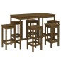 vidaXL Mesa y taburetes altos de jardín 7 pzas madera pino marrón miel vidaXL Mesa y taburetes altos de jardín 7 pzas madera pino marrón miel