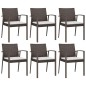 vidaXL Sillas jardín cojines 6 uds ratán sintético marrón 56,5x57x83cm vidaXL Sillas jardín cojines 6 uds ratán sintético marrón 56,5x57x83cm