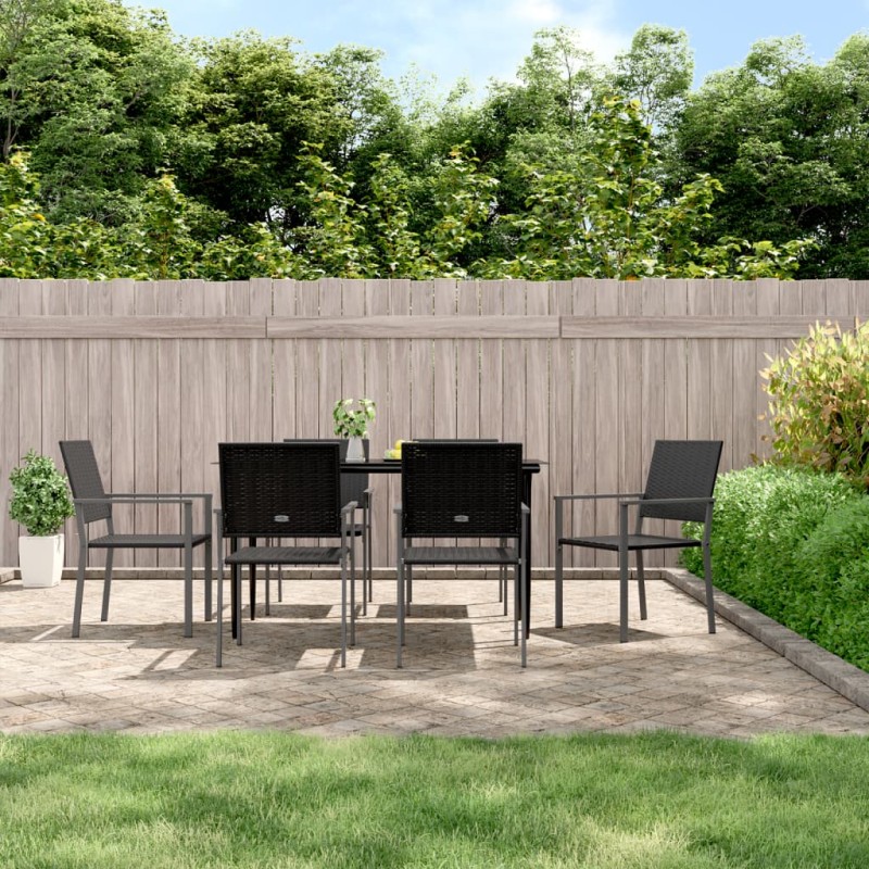 vidaXL Sillas de jardín 6 uds ratán sintético negro 54x62,5x89 cm vidaXL Sillas de jardín 6 uds ratán sintético negro 54x62,5x89 cm