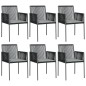 vidaXL Sillas jardín con cojines 6 uds ratán PE negro 54x60,5x83,5cm vidaXL Sillas jardín con cojines 6 uds ratán PE negro 54x60,5x83,5cm