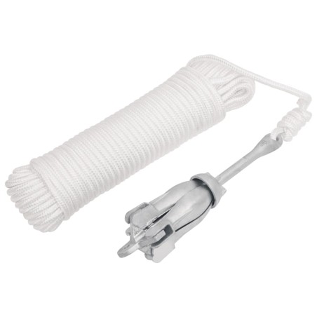 vidaXL Ancla plegable con cuerda hierro maleable plateado 1,5 kg