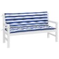 vidaXL Cojines banco jardín 2 uds tela a rayas azul blanco 150x50x7 cm