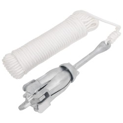 vidaXL Ancla plegable con cuerda hierro maleable plateado 8 kg