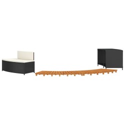 vidaXL Borde bañera hidromasaje madera acacia y ratán sintético negro