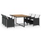 vidaXL Set comedor de jardín 11 piezas y cojines ratán sintético negro vidaXL Set comedor de jardín 11 piezas y cojines ratán sintético negro