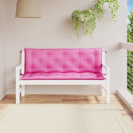 vidaXL Cojines para banco de jardín 2 uds tela rosa 150x50x7 cm