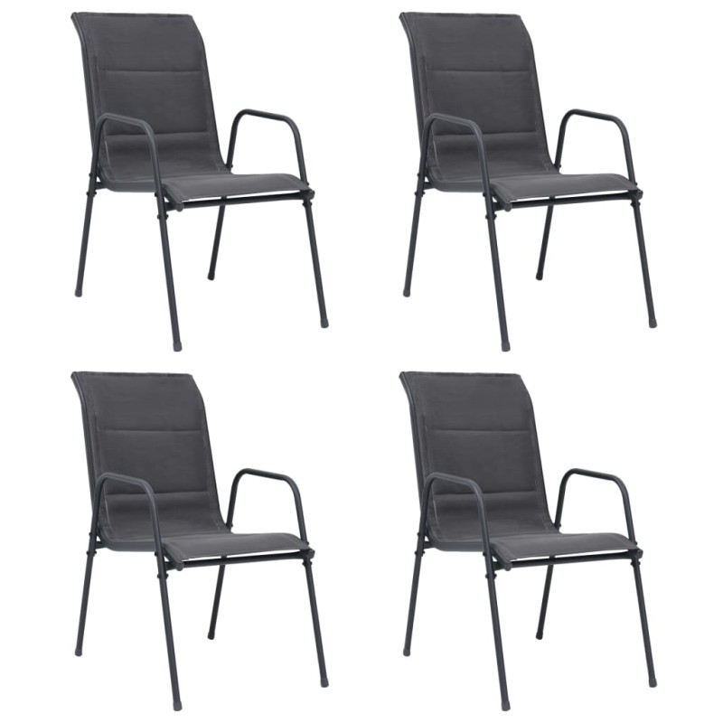 vidaXL Sillas de jardín apilables 4 uds acero textilene gris antracita vidaXL Sillas de jardín apilables 4 uds acero textilene gris antracita