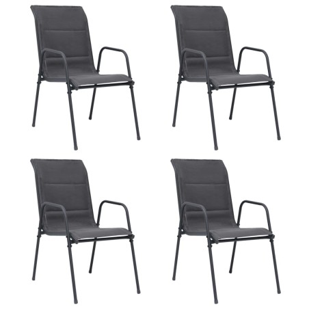 vidaXL Sillas de jardín apilables 4 uds acero textilene gris antracita