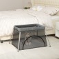 vidaXL Parque infantil para bebés con colchón tela lino gris oscuro vidaXL Parque infantil para bebés con colchón tela lino gris oscuro