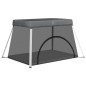 vidaXL Parque infantil para bebés con colchón tela lino gris oscuro vidaXL Parque infantil para bebés con colchón tela lino gris oscuro