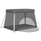 vidaXL Parque infantil para bebés con colchón tela lino gris oscuro vidaXL Parque infantil para bebés con colchón tela lino gris oscuro
