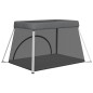vidaXL Parque infantil para bebés con colchón tela lino gris oscuro vidaXL Parque infantil para bebés con colchón tela lino gris oscuro