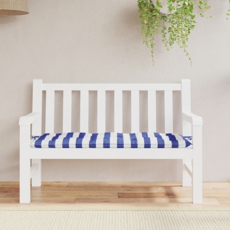 vidaXL Cojín de banco de jardín tela a rayas azul y blanco 120x50x7 cm