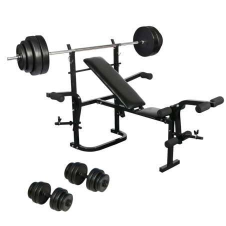 vidaXL Banca con mancuernas y pesas plegablr gimnasio en casa 