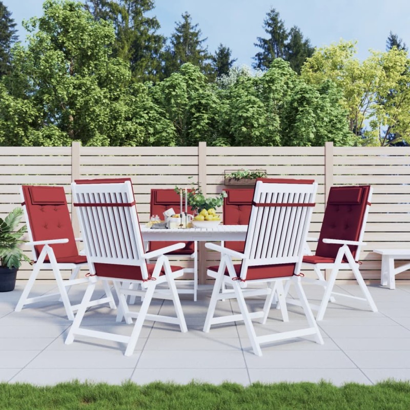 vidaXL Cojines de silla con respaldo alto 6 uds tela Oxford rojo tinto vidaXL Cojines de silla con respaldo alto 6 uds tela Oxford rojo tinto
