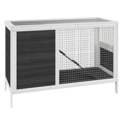 vidaXL Conejera de madera maciza de pino gris 103x44x69,5 cm