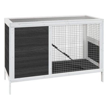 vidaXL Conejera de madera maciza de pino gris 103x44x69,5 cm