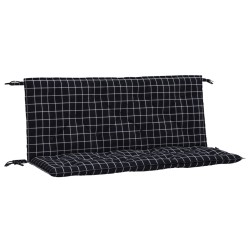 vidaXL Cojines para banco jardín 2 uds tela a cuadros negro 120x50x7cm