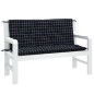 vidaXL Cojines para banco jardín 2 uds tela a cuadros negro 120x50x7cm