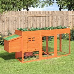 vidaXL Gallinero madera maciza de pino marrón 204x50x84 cm