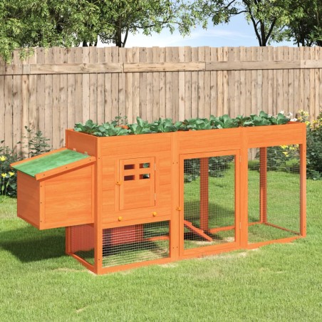 vidaXL Gallinero madera maciza de pino marrón 204x50x84 cm