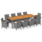 vidaXL Juego de comedor de jardín 11 piezas ratán sintético gris vidaXL Juego de comedor de jardín 11 piezas ratán sintético gris