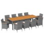vidaXL Juego de comedor de jardín 11 piezas ratán sintético gris vidaXL Juego de comedor de jardín 11 piezas ratán sintético gris