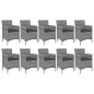 vidaXL Juego de comedor de jardín 11 piezas ratán sintético gris vidaXL Juego de comedor de jardín 11 piezas ratán sintético gris