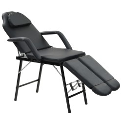 vidaXL Camilla de esteticista cuero sintético 185x78x76 cm negra