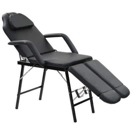 vidaXL Camilla de esteticista cuero sintético 185x78x76 cm negra