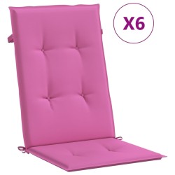 vidaXL Cojines para sillas con respaldo alto 6 uds tela rosa