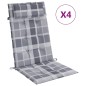 vidaXL Cojines de silla respaldo alto 4 uds tela Oxford a cuadros gris