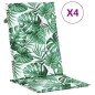 vidaXL Cojines de silla de respaldo alto 4 uds tela estampado de hojas