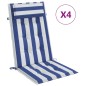 vidaXL Cojines silla respaldo alto 4 uds tela Oxford rayas azul blanco vidaXL Cojines silla respaldo alto 4 uds tela Oxford rayas azul blanco