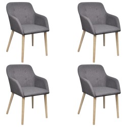 vidaXL Sillas de comedor 4 uds tela gris claro y madera maciza roble 