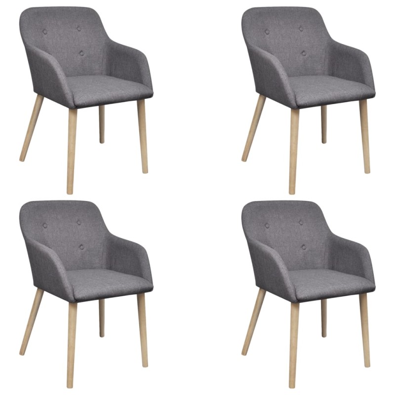 vidaXL Sillas de comedor 4 uds tela gris claro y madera maciza roble vidaXL Sillas de comedor 4 uds tela gris claro y madera maciza roble