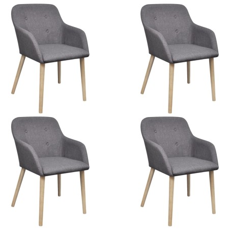 vidaXL Sillas de comedor 4 uds tela gris claro y madera maciza roble 