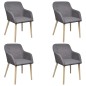 vidaXL Sillas de comedor 4 uds tela gris claro y madera maciza roble vidaXL Sillas de comedor 4 uds tela gris claro y madera maciza roble