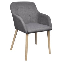 vidaXL Sillas de comedor 4 uds tela gris claro y madera maciza roble 